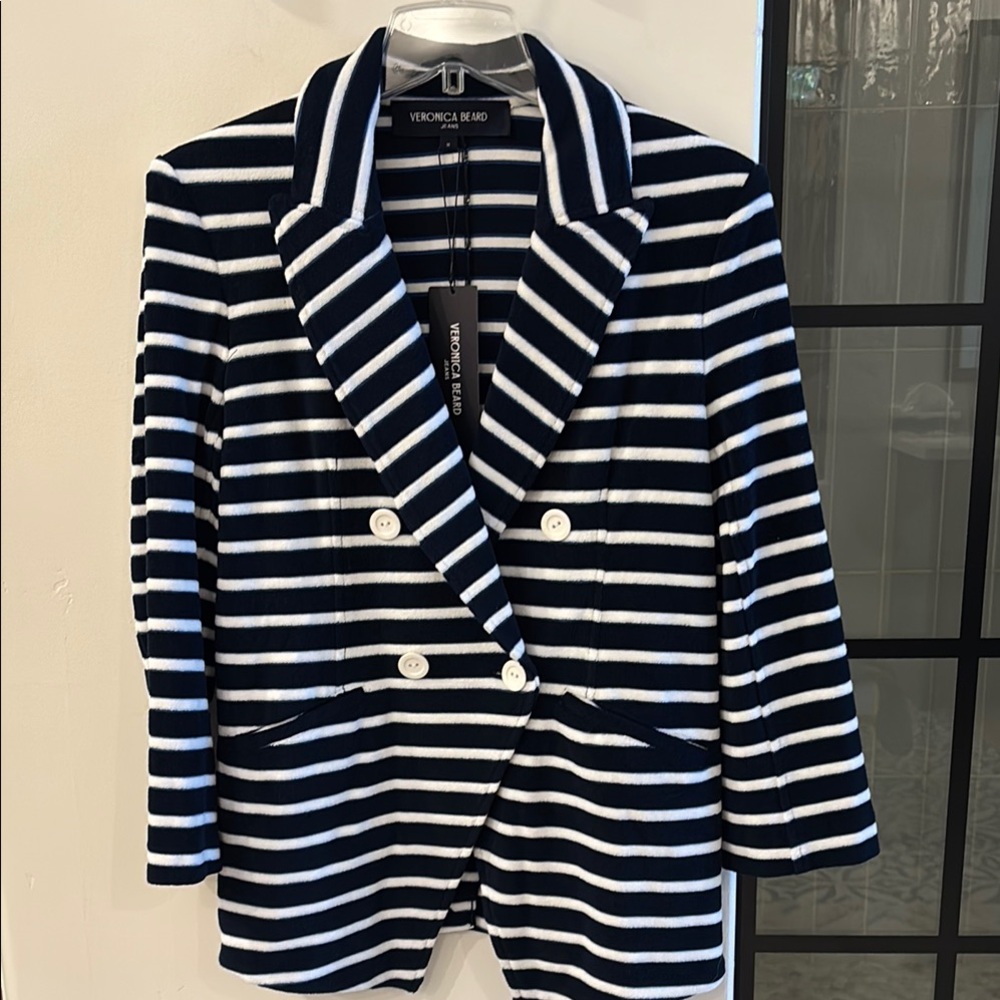 Veronica Beard Navy/White Striped Blazer NWT